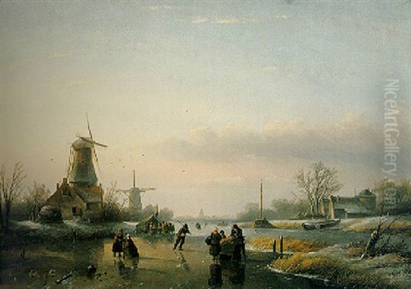 Skaters On A Frozen Lake - view 1