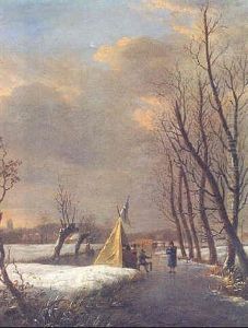 A Winter Landscape With Figures By A "koek En Zopie"
