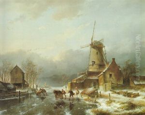 An Icy River By A Windmill An Icy River By A Windmill
