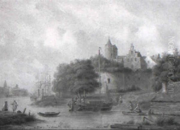 Niederlandische Stadt Mit Alter Stadtmauer Und Wehrturm - view 1