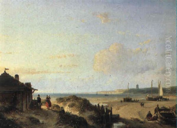 Fisherfolk On The Shore On A Sunny Day - view 1