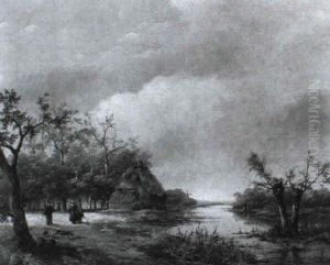 Hollandische Flusslandschaft by Andreas Schelfhout