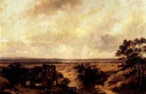 Figures In A Landscape In The East Of Holland by Andreas Schelfhout