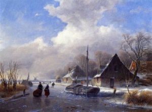 Ein Wintertag Am Lande by Andreas Schelfhout