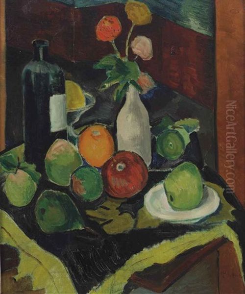 A Still Life With Fruits, Flowers And A Bottle - view 1