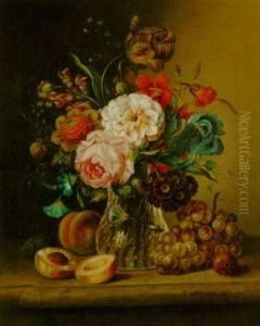 A Still Life With Flowers And Fruit