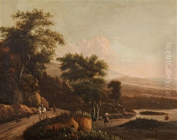 Bewaldete Landschaft Mit Reisenden - view 1