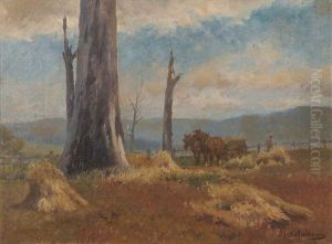 Harvesting Oil On Canvas On Board, Signed Lower Right 30 X 42 Cm by Jan Hendrik Scheltema