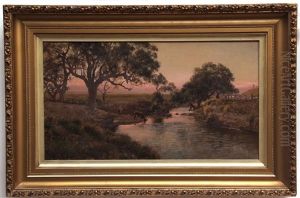 Australian River Landscape With Cattle Watering by Jan Hendrik Scheltema
