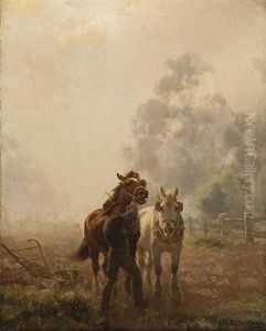 Preparing The Horses by Jan Hendrik Scheltema