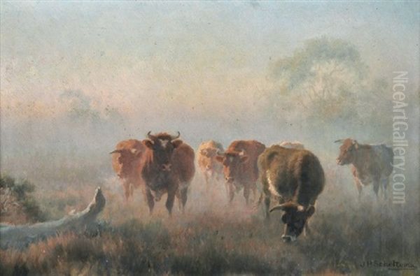 Cattle In A Rising Mist - view 1