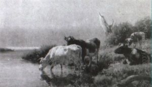 Cattle Drinking by Jan Hendrik Scheltema