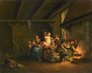 Familienszene Bei Der Essenszubereitung by Johann Eleazar Schenau