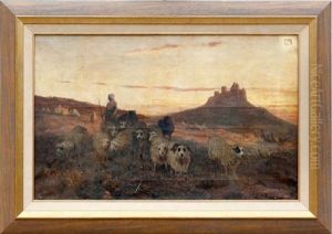 Troupeau De Moutons by August Friedrich Albrecht Schenck