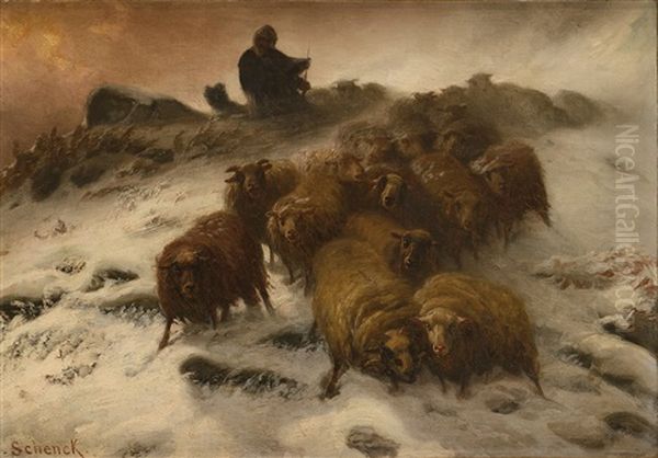 Troupeau De Moutons Dans La Tempete - view 1