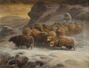 Troupeau Sous La Neige by August Friedrich Albrecht Schenck