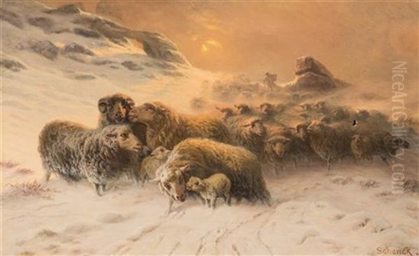 Sheep In Snow - view 1