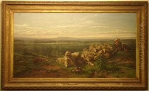 Shepherd Smoking His Pipe While Tending His Flock
