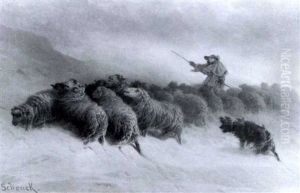 A Shepherd And His Flock Caught In A Driving Snowstorm A Shepherd And His Flock Caught In A Driving Snowstorm