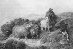A Flock Of Sheep In A Stormy Landscape