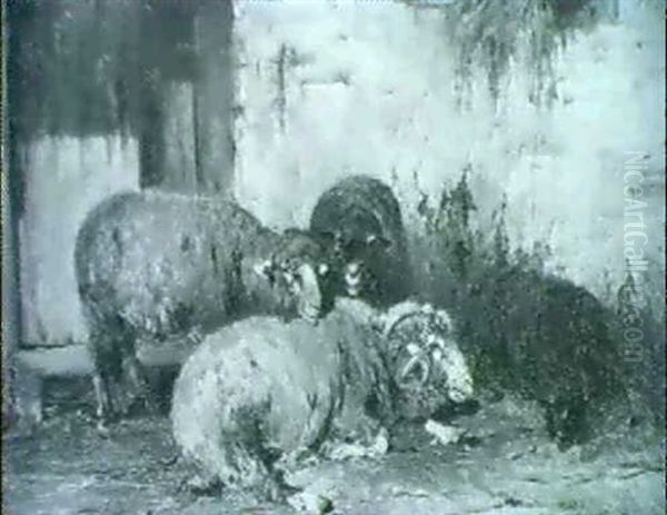 A Shepherd And His Flock Caught In A Wintry Squall - view 1