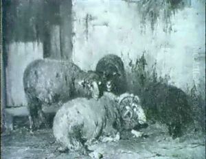 A Shepherd And His Flock Caught In A Wintry Squall
