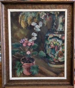 Composition Au Vase Chinois Et Au Pot De Primeveres by Francois Charles Schenckbecher