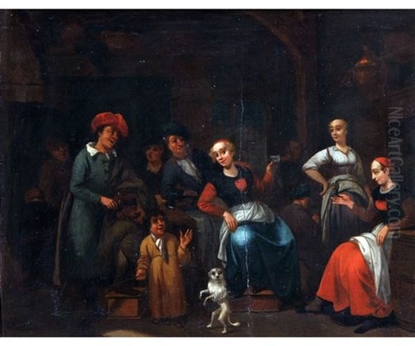 Interior Scene With Figures And Dancing Dog - view 1