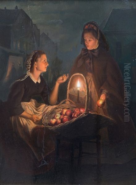 A Young Apple Seller By Candlelight - view 1