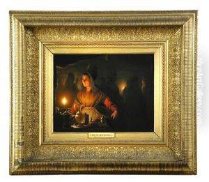 An Interior With A Maidservant By Candlelight