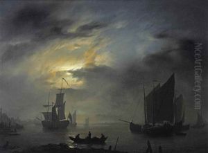 Marine Scene At Night by Petrus van Schendel