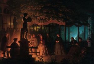 Soiree De Feux De Bengale Au Vaux-hall, Parc De Bruxelles by Petrus van Schendel