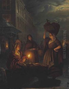 Moonlight Market by Petrus van Schendel