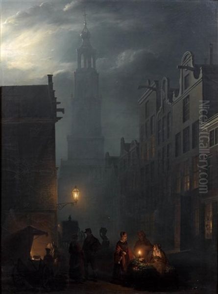 Scene De Marche Nocturne A Amsterdam - view 1