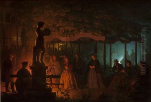 Soiree De Feux De Bengale Au Vaux-hall, Parc De Bruxelles by Petrus van Schendel