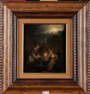 Scene De Marche Nocturne A La Lueur De La Bougie by Petrus van Schendel
