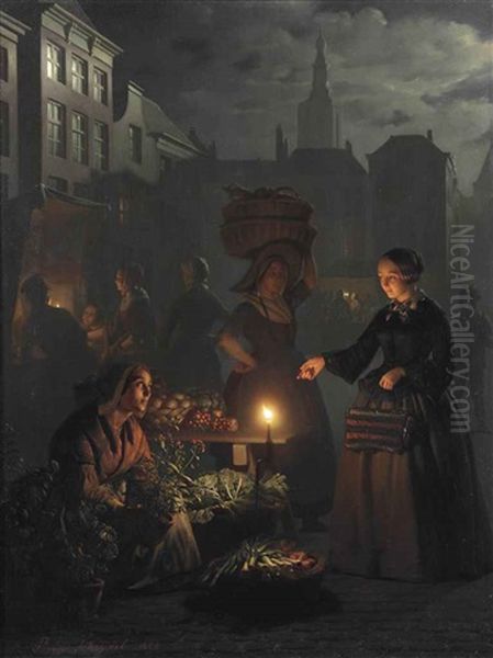 A Moonlit Vegetable Market On De Grote Markt, The Hague - view 1