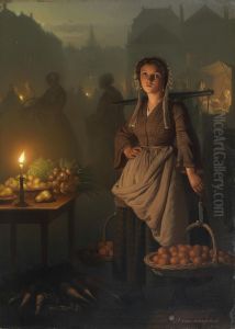 Market By Candlelight by Petrus van Schendel