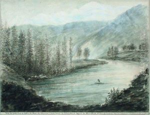Vue Du Pont Des Chevres Sur Le Chemin De Servoz A Chamonix by Marc Theodore Bourrit