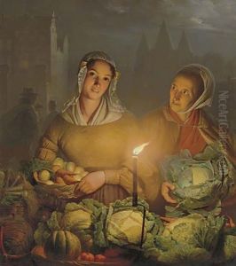 The Vegetable Market by Petrus van Schendel