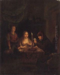 Kartenspiel Bei Kerzenlicht by Petrus van Schendel