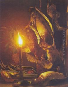 Candle-lit Still Life With Game And A Pineapple