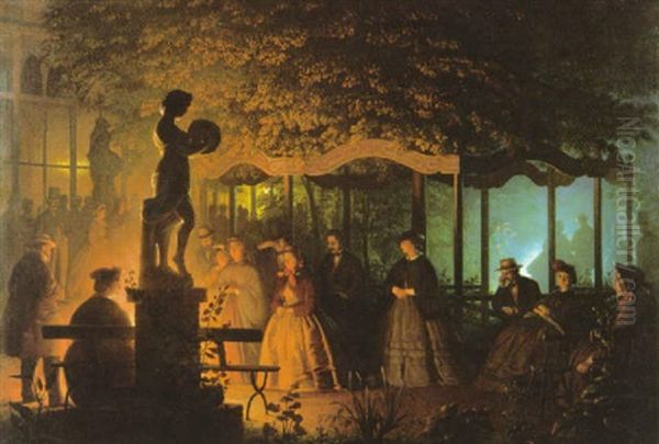 Soiree De Feux De Bengale Au Vaux-hall, Parc De Bruxelles - view 1