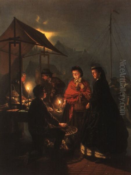 A Poultry Market By Candlelight - view 1
