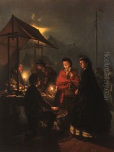 A Poultry Market By Candlelight by Petrus van Schendel