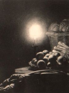 A Kitchen Still Life By Candlelight
