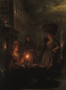A Fish Market By Night by Petrus van Schendel