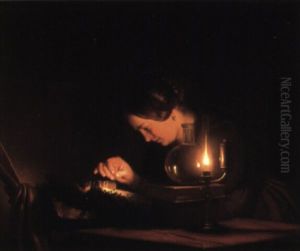 The Lace Maker by Petrus van Schendel