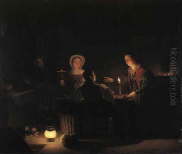 Figures In A Kitchen By Candlelight - view 1