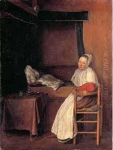 Jeune Femme Dans Un Interieur Hollandais by Esaias Boursse